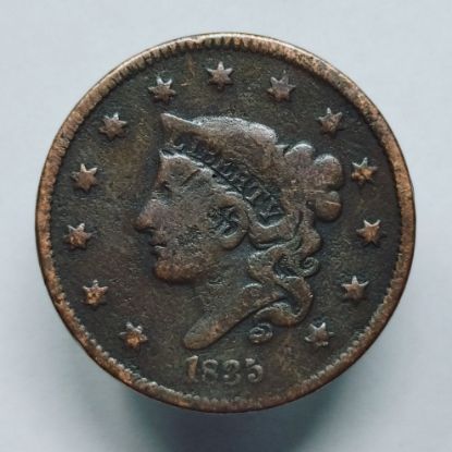 Picture of 1835 Newcomb-19, R-5 Coronet Head Large Cent 1c Nice Rim and Surfaces 28197