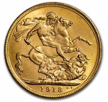 Picture of Great Britain Gold Sovereign King (Random Date) AU/BU .2354 AGW