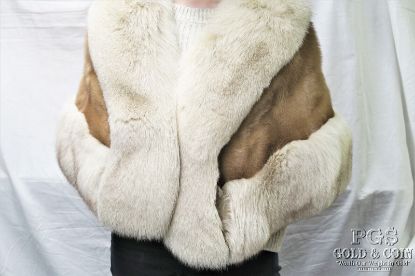 Picture of Natural Tan Mink Cape with Beige Fox Trim w Fur Hat, Menger Smart Shops 