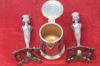 Picture of Vintage Hilton Silverplate Coffee/Teapot + 2 Barbour Candlesticks 