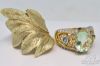 Picture of Signed JCM Jacmel Mauritius GF Sterling Silver Leaf Wrap Gemstone Ring