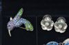 Picture of Signed Rhinestone Blue Crystal Hummingbird Pin, Swarovski Necklace, Etc