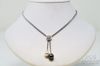 Picture of 23" Pearl and Diamond Wheat Chain Necklace 18k White Gold 