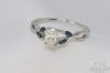 Picture of .53ct J VS Oval Diamond Ring w/ Marquee Sapphire Accents 18k 