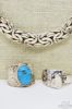 Picture of Sterling Silver Byzantine Chain + Turquoise Hammered Ring