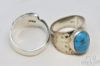 Picture of Sterling Silver Byzantine Chain + Turquoise Hammered Ring