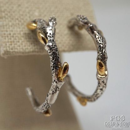 Picture of Stephen Dweck Sterling Silver Branch Hoop Earrings