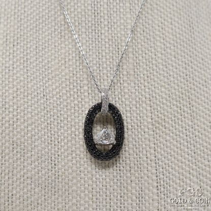 Picture of 14k Trillion Cut .61ct SI1/ i Black & White Diamond Pendant & 16" Chain