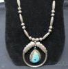 Picture of Sterling Silver & Turquoise Navajo Melon Bead Necklace & Pendant 26"