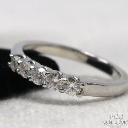 Picture of 14K White Gold 5 Stone Round Brilliant Cut Diamond Ring .35ct 