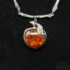 Picture of Vintage Sterling Silver Necklace w/ Large Apple Amber Pendant 15" 