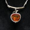 Picture of Vintage Sterling Silver Necklace w/ Large Apple Amber Pendant 15" 