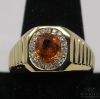 Picture of 14K Yellow Gold Orange Sapphire 1.2CT Oval & Diamond .4CT  