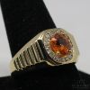 Picture of 14K Yellow Gold Orange Sapphire 1.2CT Oval & Diamond .4CT  