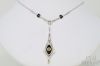 Picture of .40ct Bezeled Diamond and Black Onyx Necklace 16" 18k White Gold