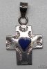 Picture of Zuni Sterling Lapis Earrings, Sajen Earrings, Cross Pendant 