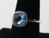 Picture of 14k White Gold Cushion Checker Board Blue Topaz & Diamond Ring