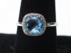 Picture of 14k White Gold Cushion Checker Board Blue Topaz & Diamond Ring