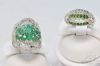 Picture of SNJ Green Gemstone Sterling Silver Art Deco Rings