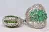 Picture of SNJ Green Gemstone Sterling Silver Art Deco Rings