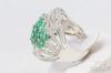 Picture of SNJ Green Gemstone Sterling Silver Art Deco Rings