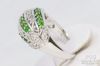 Picture of SNJ Green Gemstone Sterling Silver Art Deco Rings