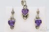 Picture of Taxco Sterling Silver MCM Puffy Heart Bracelet, Earrings & Amethyst Ring, Pendant, Earrings