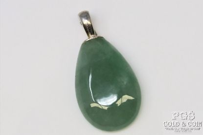 Picture of Light Green Jade & Sterling Open Latch Bail Teardrop Pendant 