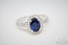 Picture of 14k 1.50ct Sapphire & .35ct SI/G-H Oval Halo Diamond Ring 