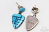 Picture of Zuni Sterling Silver Inlay Turquoise Earrings & Pueblo Pots Pin 