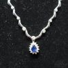 Picture of 18k 1.0cttw Sapphire Teardrop Pendant & Scallop Chain Necklace 16" 