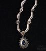 Picture of 18k 1.0cttw Sapphire Teardrop Pendant & Scallop Chain Necklace 16" 