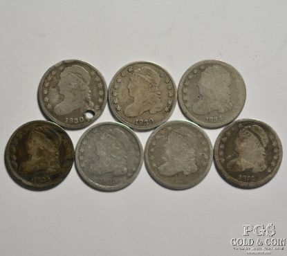 Picture of 1830 x2, 1834, 1835 x3, 1837 Capped Bust Dimes 10c  (6pcs)