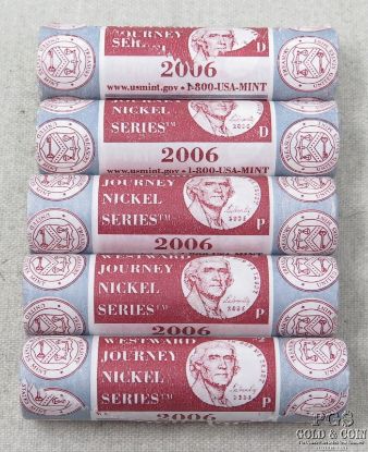 Picture of 2005-2006 Jefferson Westward Journey BU/UNC Nickel Rolls 5c ($30FV/12pcs)