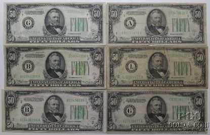 Picture of 1934 x4, 1934A x2 - $50 Federal Reserve Notes w/ Low Serial #'s