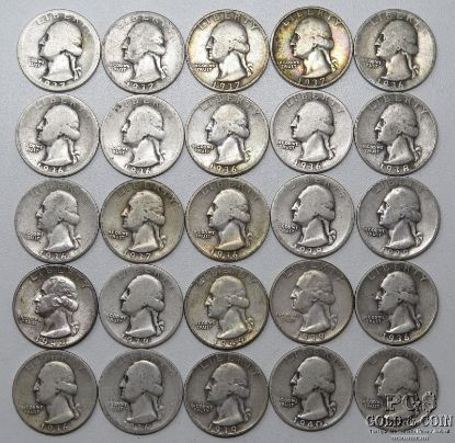 Picture of Assorted 1936-1949 Washington Quarters 25c  (25pcs) Better Dates