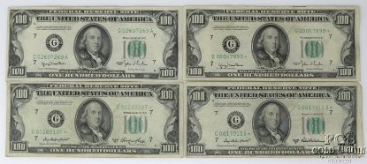 Picture of 1950- A B $100 Federal Reserve Notes inc: 3 Star* Notes + 1 Star* Mule 