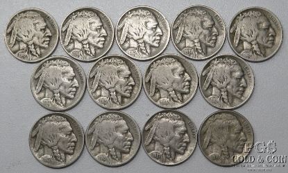 Picture of Assorted 1913-1931 Full Date Buffalo Nickels 5c (13pcs) Better Dates