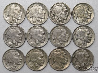 Picture of Assorted 1913-1935 Buffalo Nickels 5c (12pcs) Better Date/Better Grade