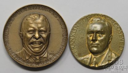 Picture of 1933 F.D.R Achievement Award Medal & 1858-1919 Teddy Roosevelt NYU HOF Medal 