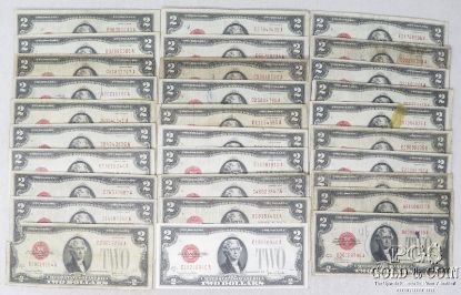 Picture of Series 1928, A, C, D, F, G $2 Federal Reserve Notes x30