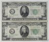 Picture of 1934-B Chicago $20 Federal Reserve Notes x4