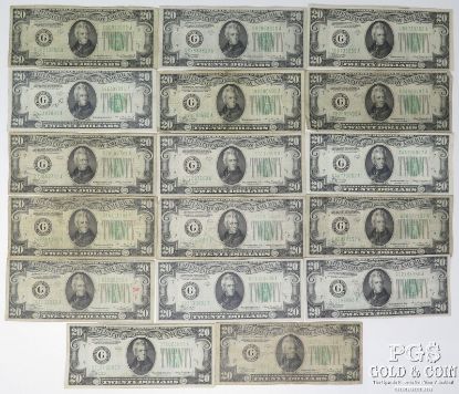 Picture of Series 1934-A Chicago $20 Federal Reserve Notes x17