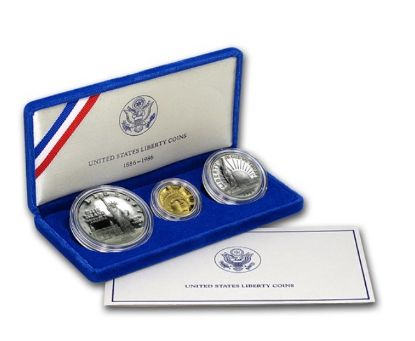 Picture of 1986 3-Coin Commemorative Statue of Liberty Proof Set (w/Box & COA)