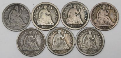 Picture of 7x 1838-1872 Seated Liberty Half Dimes H10c