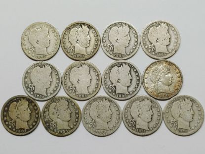 Picture of 13x 1893-1915 Better Date Barber Quarters 25c 