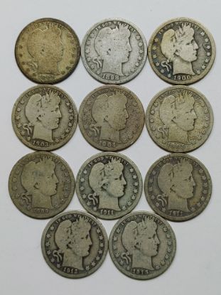 Picture of 11x 1895-1915 Better Date Barber Quarters 25c 