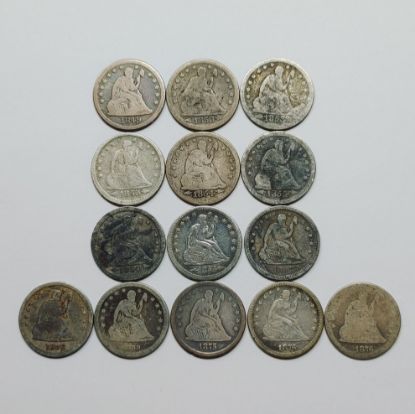 Picture of 14x 1849-1876  Seated Liberty Quarters 25c 