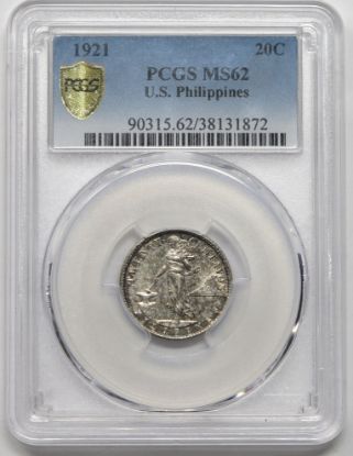 Picture of 1921 Philippines 20c MS62 PCGS 