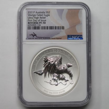 Picture of 2021P Australia $2 Wedge-Tailed Eagle Rev Proof U. High Relief PF70 NGC Mercanti  